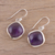 Amethyst dangle earrings, 'Lavender Kite' - Amethyst and Sterling Silver Dangle Earrings from India