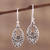 Sterling silver dangle earrings, 'Bygone Flowers' - Leaf and Flower Themed Sterling Silver Dangle Earrings (image 2) thumbail