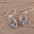 Sterling silver dangle earrings, 'Bygone Flowers' - Leaf and Flower Themed Sterling Silver Dangle Earrings (image 2b) thumbail