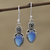 Chalcedony dangle earrings, 'Earthly Crown' - Blue Chalcedony and Sterling Silver Dangle Earrings