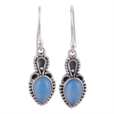 Ohrhänger aus blauem Chalcedon - Ohrhänger aus blauem Chalcedon und Sterlingsilber