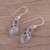 Rainbow moonstone dangle earrings, 'Earthly Crown' - Rainbow Moonstone Cabochon and Sterling Silver Earrings (image 2b) thumbail