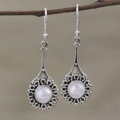 Aretes colgantes de perlas cultivadas - Aretes de perlas cultivadas en monturas de plata esterlina