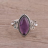 Amethyst cocktail ring, 'Captivating Lilac' - Amethyst and Sterling Silver Cocktail Ring from India