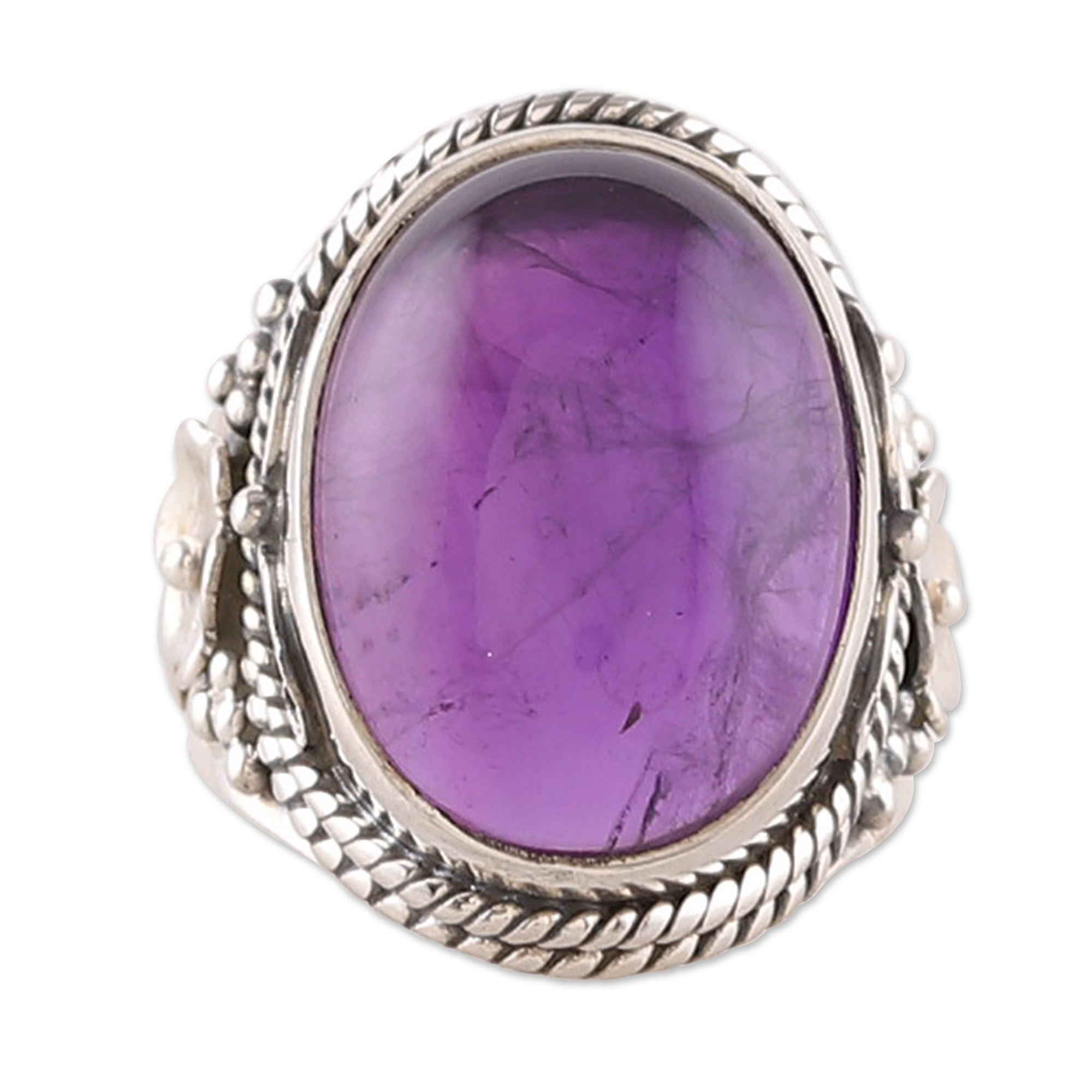 Amethyst Cabochon Cocktail Ring in Sterling Silver - Paradise Found ...