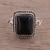 Onyx cocktail ring, 'Block Party' - Bezel Set Onyx and Sterling Silver Cocktail Ring