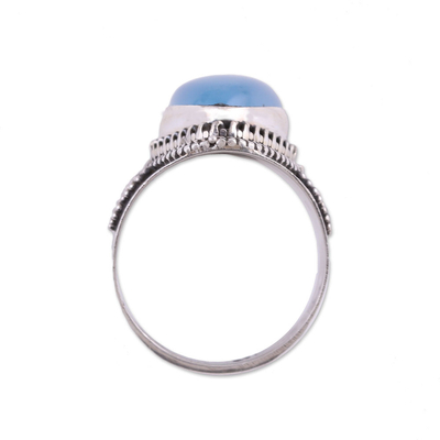 Chalcedony cocktail ring, 'Charismatic Blue Charm' - Sterling Silver Blue Chalcedony Cocktail Ring