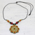 Ceramic pendant necklace, 'Golden Floral Abstraction' - Hand Crafted Ceramic Pendant Necklace from India