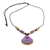 Collar de cerámica con colgante, 'Lavender Harmony' - Collar de cerámica artesanal de la India