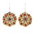 Ceramic dangle earrings, 'Golden Floral Abstraction' - Hand Crafted Ceramic Dangle Earrings from India