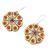 Ceramic dangle earrings, 'Golden Floral Abstraction' - Hand Crafted Ceramic Dangle Earrings from India
