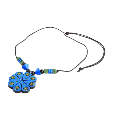 Collar colgante de cerámica - Collar con colgante de cerámica hecho a mano de la India