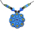 Ceramic pendant necklace, 'Blue Floral Abstraction' - Hand Crafted Ceramic Pendant Necklace from India