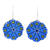 Ceramic dangle earrings, 'Blue Floral Abstraction' - Hand Crafted Ceramic Dangle Earrings from India