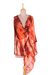 Mantón de algodón teñido anudado - Chal ligero 100 % algodón teñido en naranja y sombra Shibori