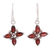 Rhodium plated garnet dangle earrings, 'Twinkling Scarlet' - Garnet Earrings Set in Rhodium Plated Sterling Silver thumbail
