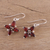 Rhodium plated garnet dangle earrings, 'Twinkling Scarlet' - Garnet Earrings Set in Rhodium Plated Sterling Silver (image 2b) thumbail