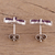 Rhodium plated amethyst button earrings, 'Gentian Blossom' - Floral Motif Amethyst Button Earrings from India (image 2c) thumbail