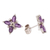 Rhodium plated amethyst button earrings, 'Gentian Blossom' - Floral Motif Amethyst Button Earrings from India (image 2d) thumbail