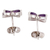 Rhodium plated amethyst button earrings, 'Gentian Blossom' - Floral Motif Amethyst Button Earrings from India
