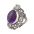 Amethyst cocktail ring, 'Twilight Reverie' - Amethyst Cabochon Cocktail Ring in Sterling Silver