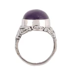 Amethyst cocktail ring, 'Twilight Reverie' - Amethyst Cabochon Cocktail Ring in Sterling Silver