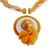 Collar con colgante de cerámica, 'Amanecer en Kioto' - Collar con colgante de cerámica naranja y amarillo hecho a mano.