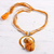 Halskette mit Keramikanhänger, „Sonnenaufgang in Kyoto“ - Handgefertigte Halskette mit orangefarbenem und gelbem Keramikanhänger