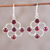 Garnet dangle earrings, 'Blooming Scarlet' - Garnet Cabochon and Sterling Silver Dangle Earrings