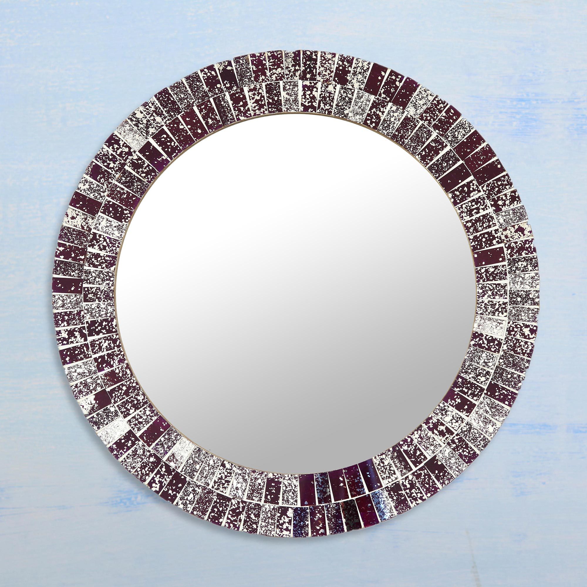 Artisan Handmade In India Mosaic Colored Glass Mirror Fractal Glare
