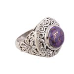 Sterling silver cocktail ring, 'Lavender Sun' - Purple and Sterling Silver Cocktail Ring with Floral Motif