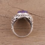 Sterling silver cocktail ring, 'Lavender Sun' - Purple and Sterling Silver Cocktail Ring with Floral Motif