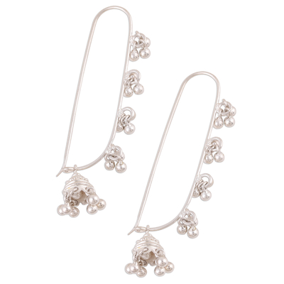 Sterling silver dangle earrings, 'Radiant Chimes' - Hand Crafted Sterling Silver Dangle Earrings from India