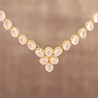 Gold vermeil moonstone link necklace, 'Misty Garland' - Gold Vermeil Moonstone Necklace Handcrafted in India