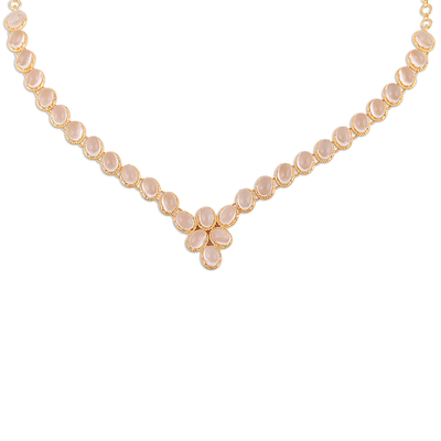 Gold vermeil moonstone link necklace, 'Misty Garland' - Gold Vermeil Moonstone Necklace Handcrafted in India