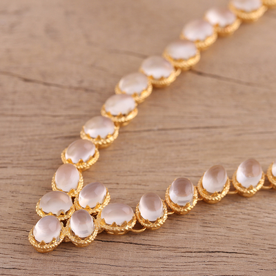 Halskette mit Mondstein-Gliedern aus Gold-Vermeil - Gold-Vermeil-Mondstein-Halskette, handgefertigt in Indien