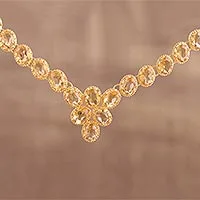 Collar de eslabones de citrino de oro vermeil - Collar de Plata Vermeil y Citrino Hecho a Mano en India