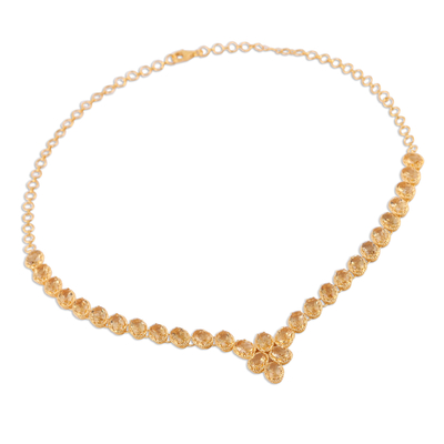 Halskette mit Citrin-Gliedern aus Gold-Vermeil - Halskette aus Gold-Vermeil und Citrin, handgefertigt in Indien