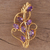 Gold plated amethyst brooch, 'Golden Lilac' - 22k Gold Plated 7 Carat Amethyst Handcrafted Lilac Brooch (image 2) thumbail