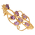 Gold plated amethyst brooch, 'Golden Lilac' - 22k Gold Plated 7 Carat Amethyst Handcrafted Lilac Brooch (image 2d) thumbail