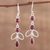 Garnet dangle earrings, 'Desirous Beauty' - Artisan Crafted Garnet Dangle Earrings from India