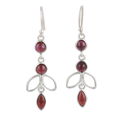 Artisan Crafted Garnet Dangle Earrings from India