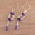 Amethyst dangle earrings, 'Regal Delight' - Handcrafted Amethyst Dangle Earrings from India (image 2b) thumbail