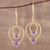 Vermeil and amethyst dangle earrings, 'Lavender Allure' - Gold Vermeil Amethyst Dangle Earrings from India (image 2) thumbail