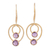 Vermeil and amethyst dangle earrings, 'Lavender Allure' - Gold Vermeil Amethyst Dangle Earrings from India thumbail