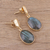 Vermeil labradorite dangle earrings, 'Dazzling Delight' - Handmade Gold Vermeil Labradorite Dangle Earrings from India (image 2c) thumbail