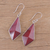 Ruby dangle earrings, 'Crimson Kite' - Handmade Ruby and Sterling Silver Dangle Earrings from India (image 2b) thumbail