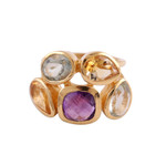 Vermeil multi-gemstone cocktail ring, 'The Five Allures' - Amethyst Citrine and Blue Topaz Gold Vermeil Cocktail Ring