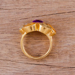 Vermeil multi-gemstone cocktail ring, 'The Five Allures' - Amethyst Citrine and Blue Topaz Gold Vermeil Cocktail Ring