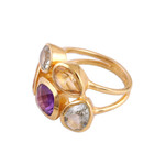 Vermeil multi-gemstone cocktail ring, 'The Five Allures' - Amethyst Citrine and Blue Topaz Gold Vermeil Cocktail Ring